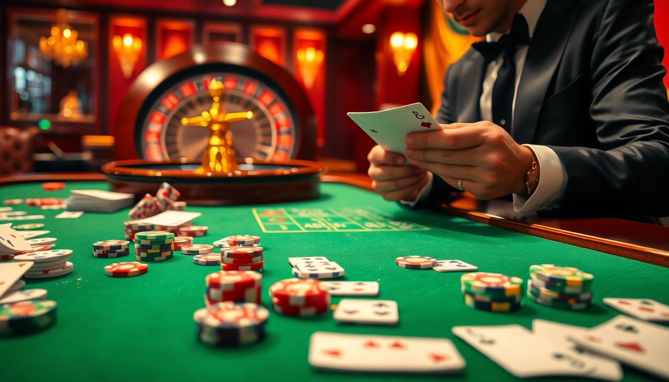 Experience high-stakes excitement at https://mn88.ltd/ with a luxurious casino setup featuring poker chips and a roulette wheel.